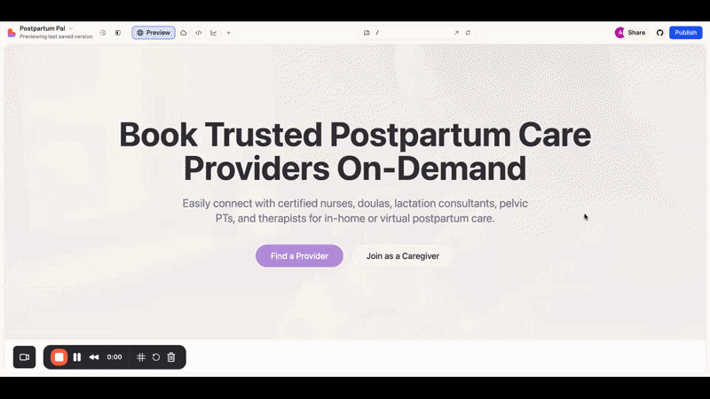 Postpartum Care Marketplace demo